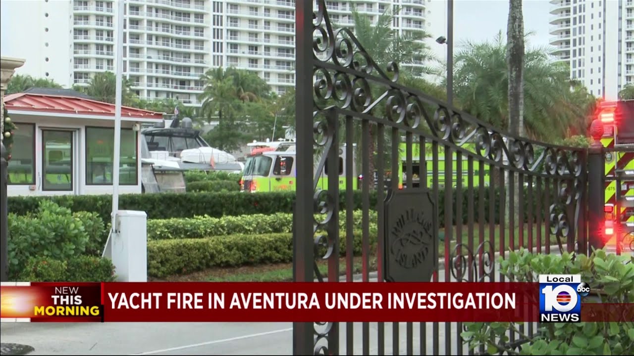 Large yacht catches fire in Aventura