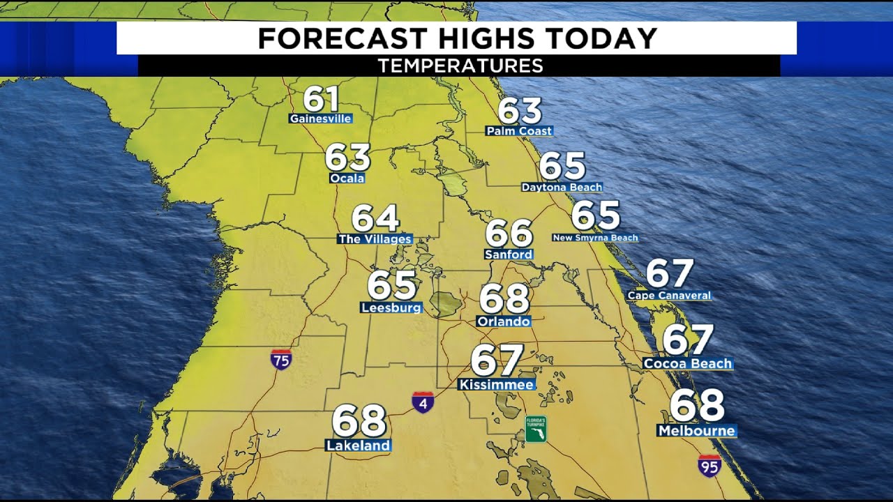 Scattered rain early, drier afternoon in Central Florida