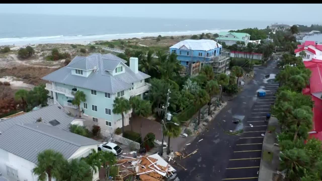 Drone video of severe weather damage in Clearwater, Florida
