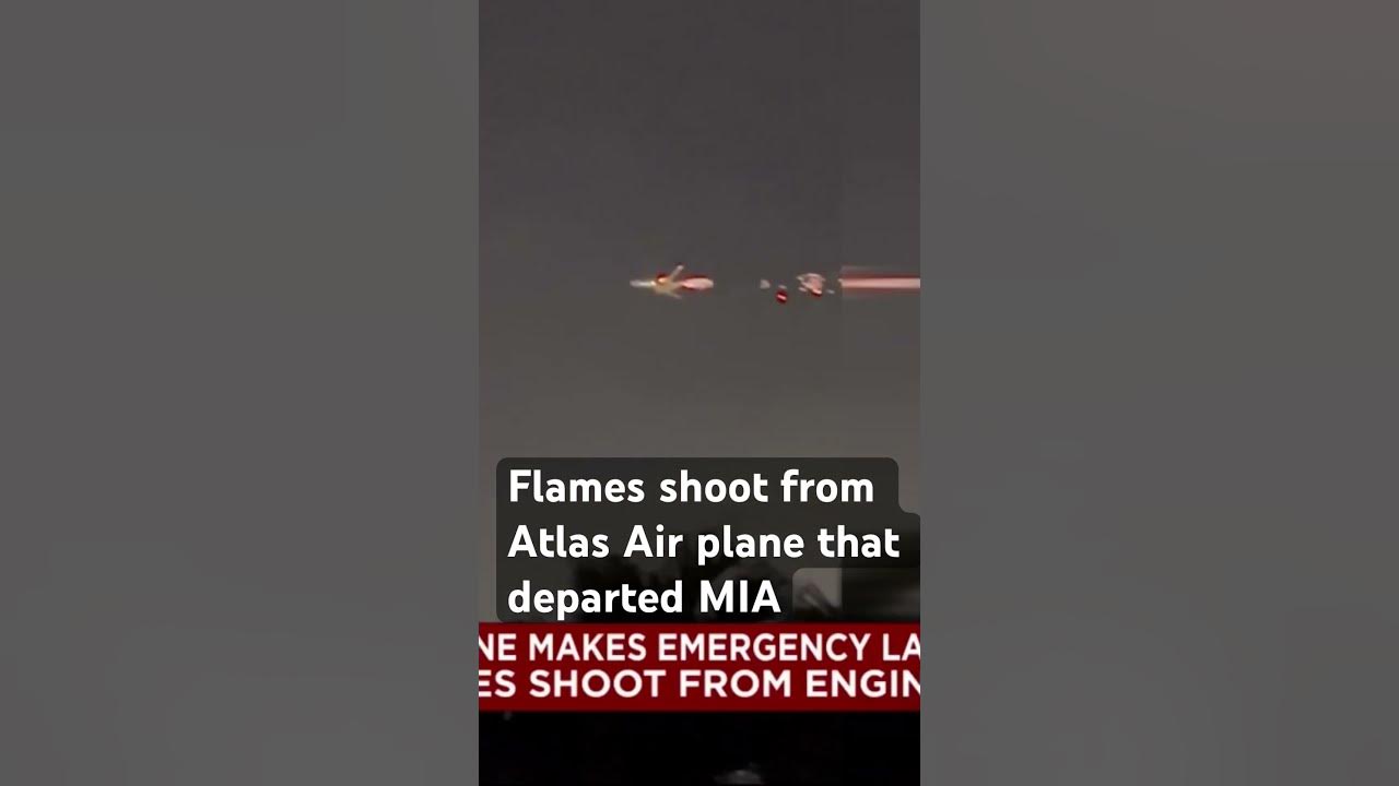 Plane makes emergency landing at MIA after flames shoot from it. #miami #atlasair #miamiairport
