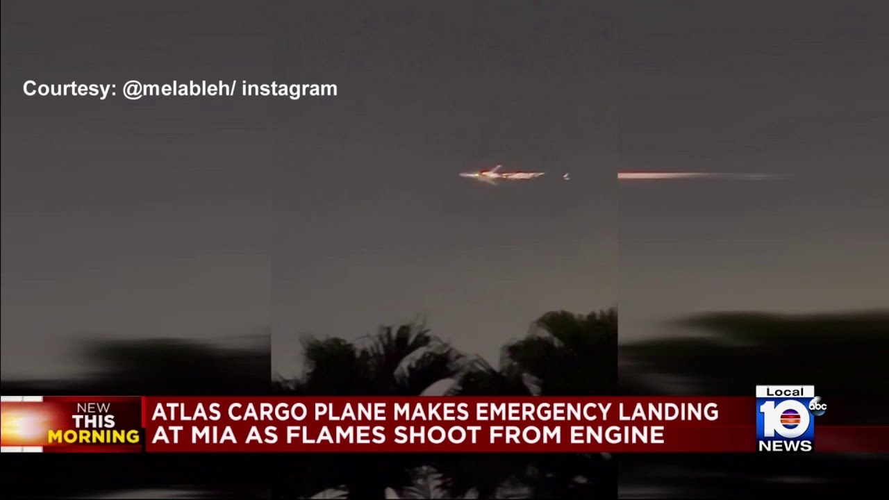 Plane makes emergency landing at MIA after flames shoot from it