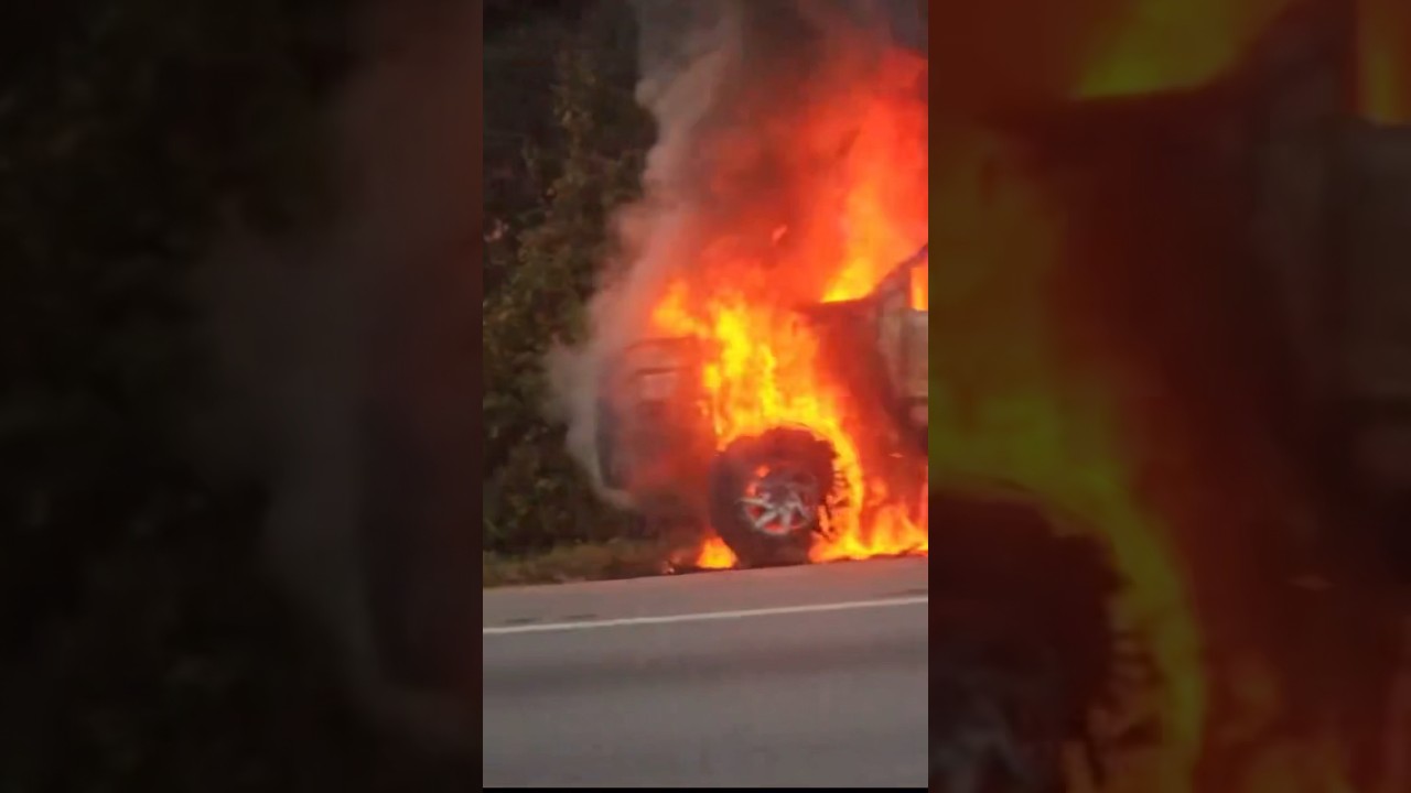 Pickup truck fully engulfed with fire in Gainesville Florida