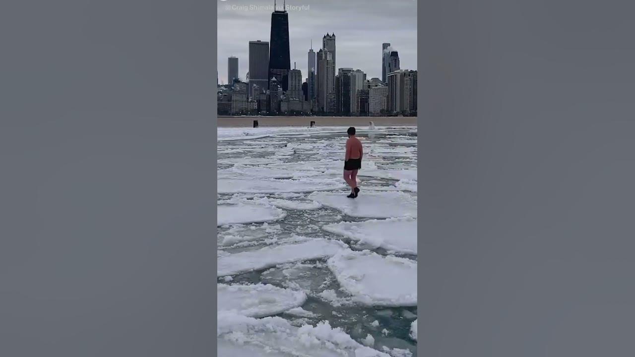 A Chicago man, walked on the pancake ice blanketing Lake Michigan despite sub-zero wind chill