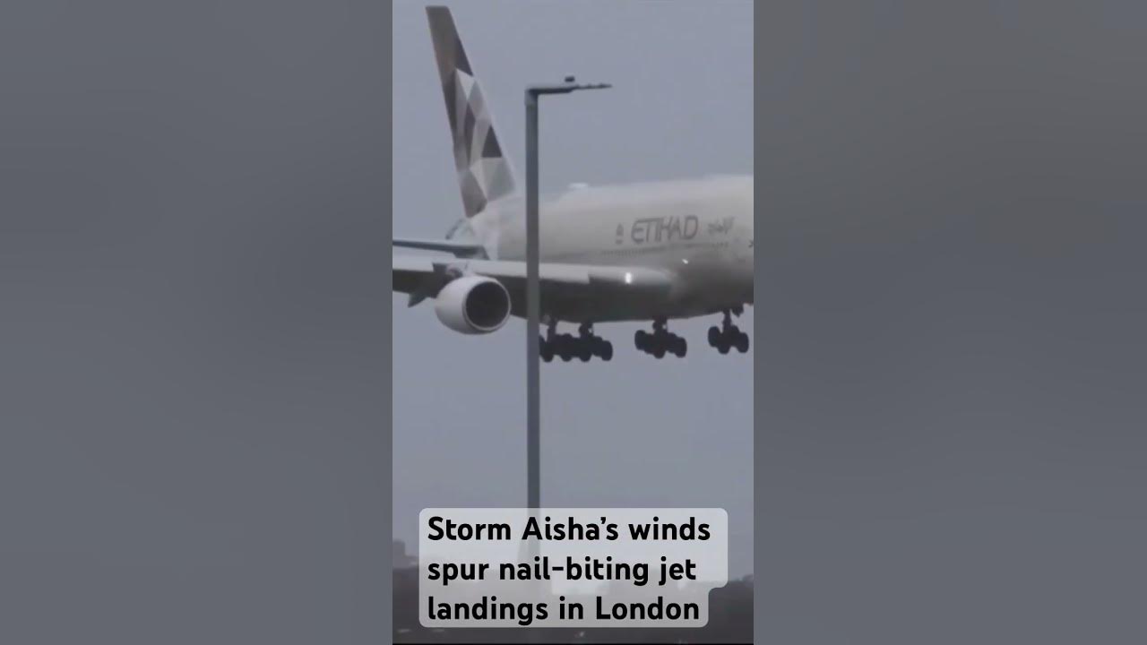 Storm Isha’s strong winds spur nail-biting jet landings in London as it hits the United Kingdom.