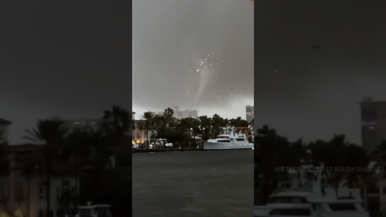 Power flashes, sparks as massive tornado hits Fort Lauderdale, Florida.