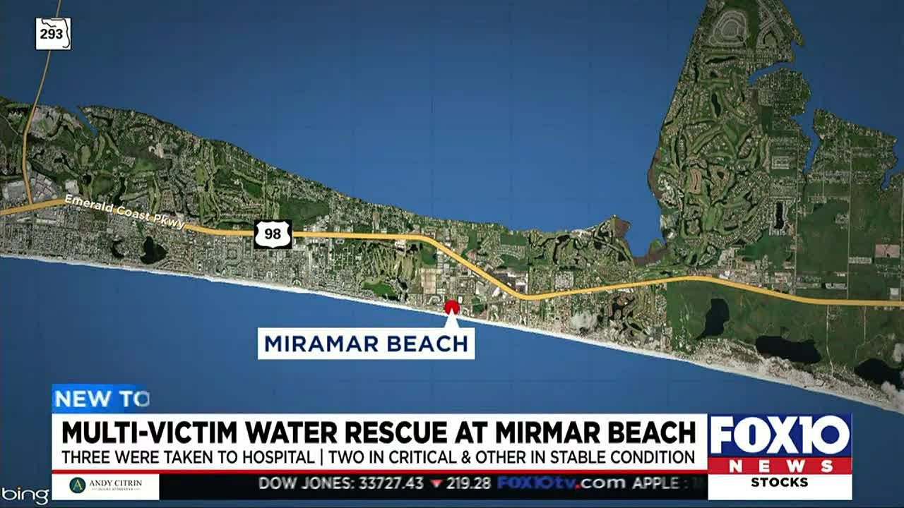 3 sent to hospitals after water rescues at Miramar Beach in Florida