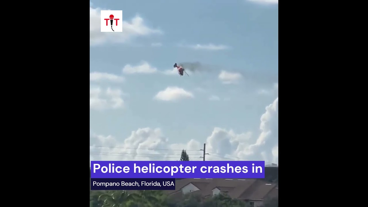 Police helicopter crashes in Pompano Beach, Florida #usa #helicoptercrash #florida