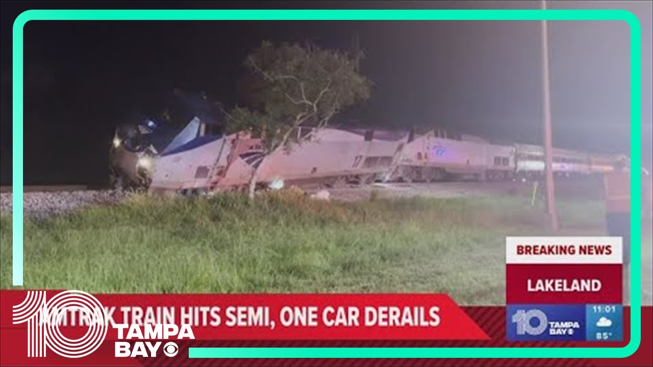 Semi-truck demolished in train collision in Lakeland