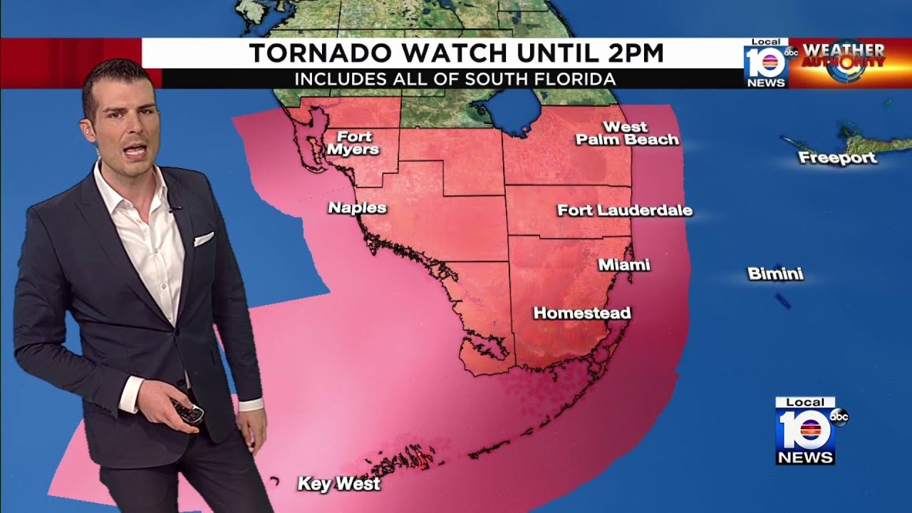 Tornado watch in effect in South Florida until 2 p.m.