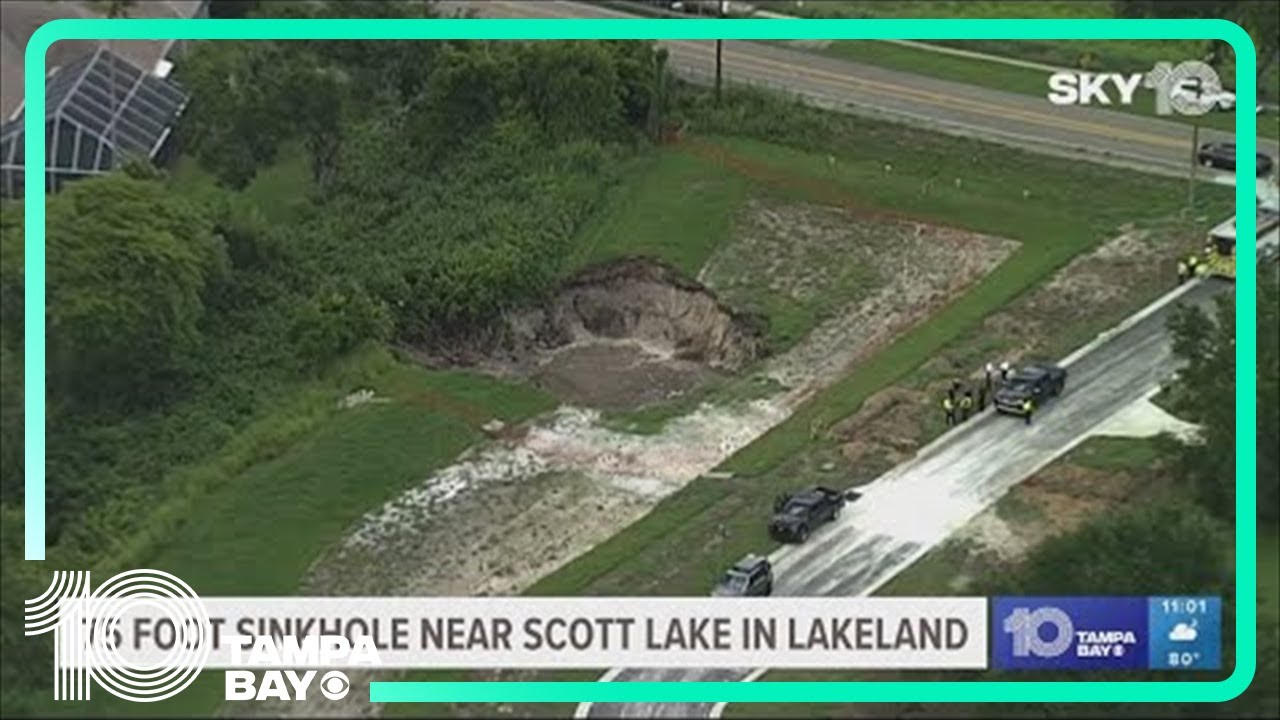 75-foot-wide sinkhole in Lakeland possibly caused by drilling of well nearby