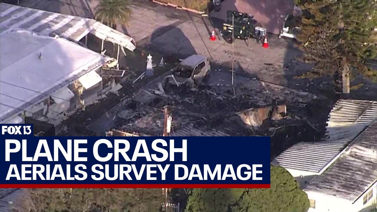 Aerials show carnage of fiery, fatal plane crash into Florida mobile home park