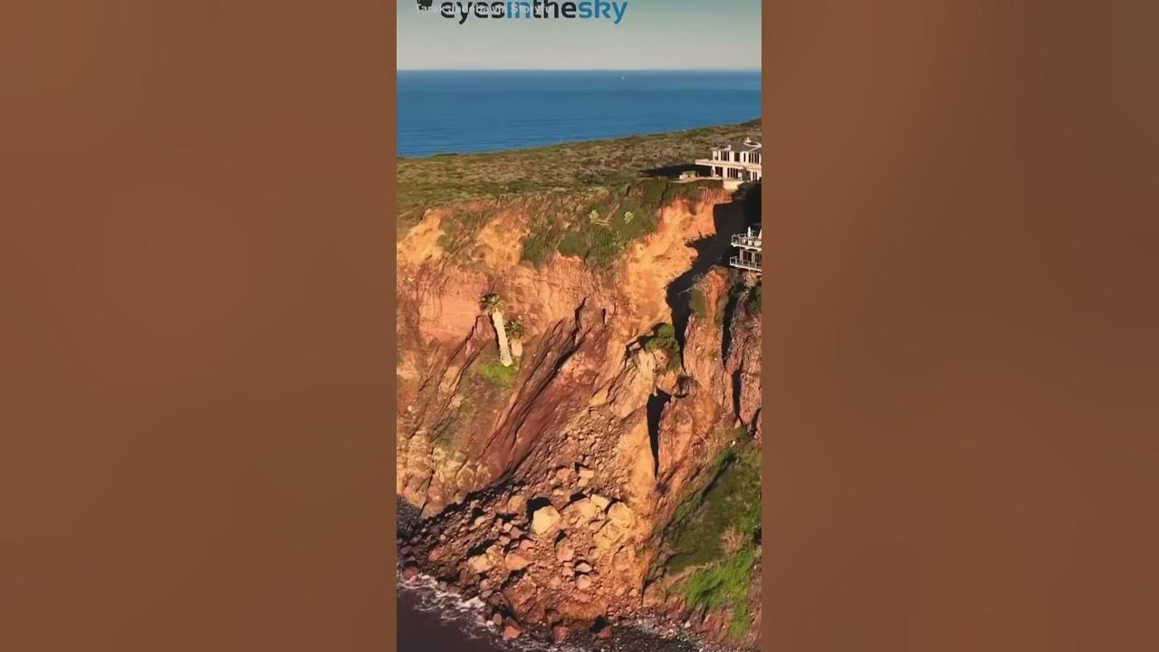Drone footage shows upscale homes in California positioned perilously close to the cliff’s edge