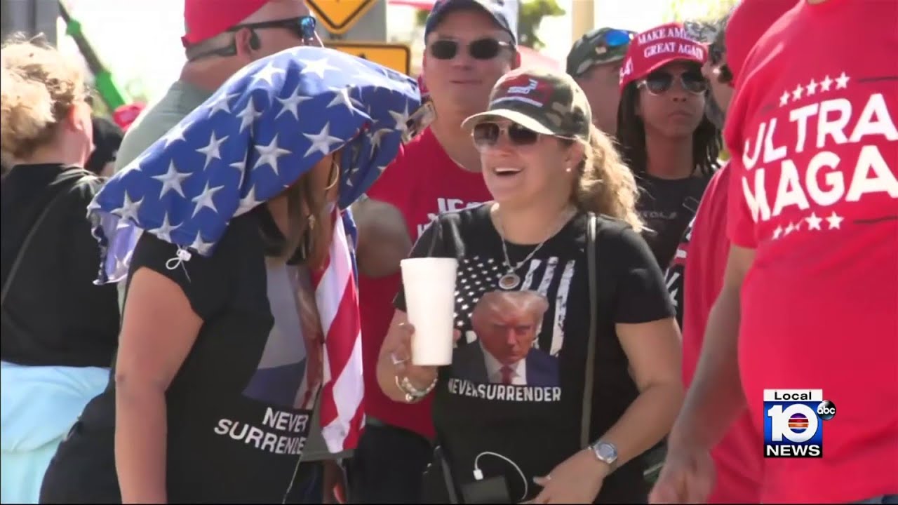 Thousands of Trump supporters gather in South Florida as the former POTUS set to rally in Hialeah