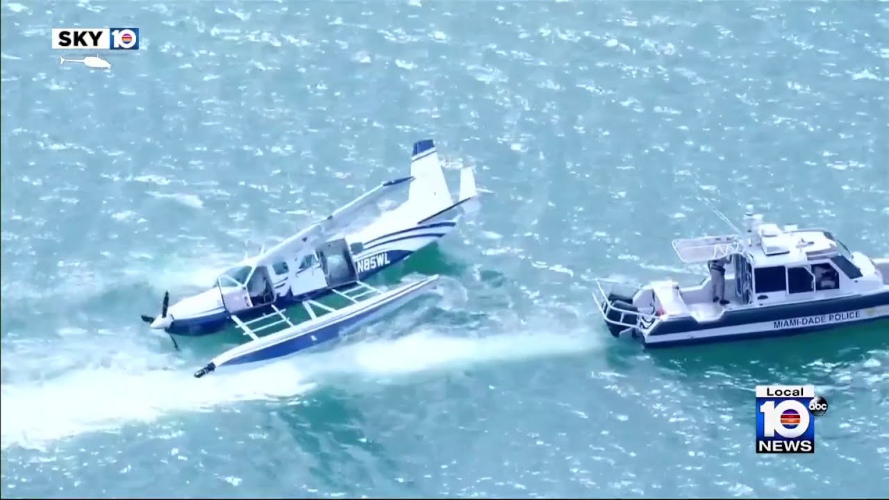 Seaplane goes down off PortMiami, flips onto side