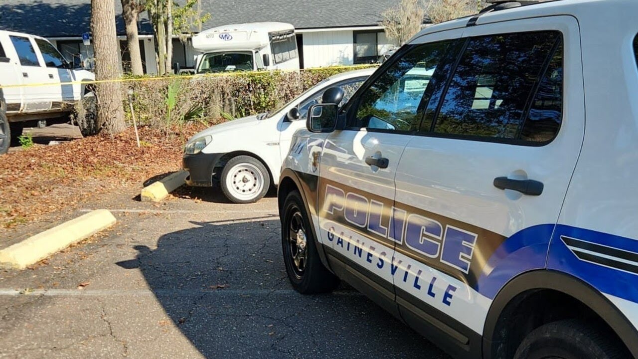 Gainesville Police officers on the scene of a deadly shooting