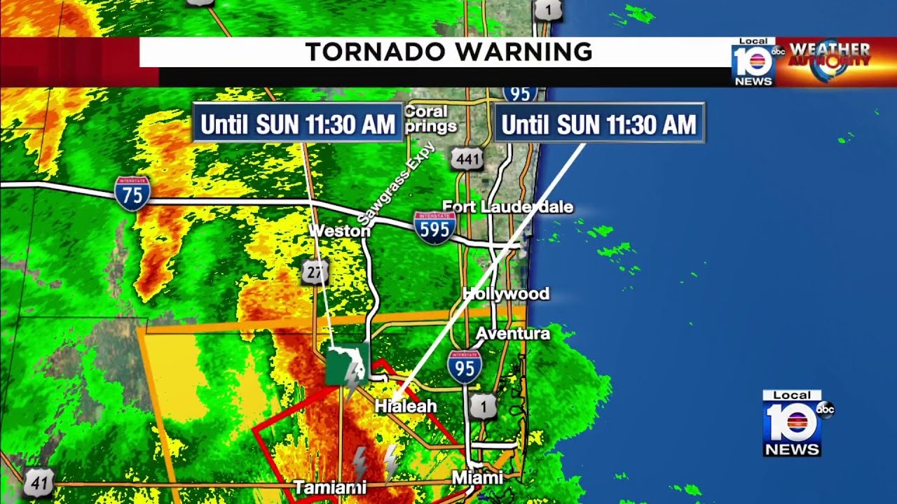 Thunrderstorms move along Coral Way towards downtown Miami