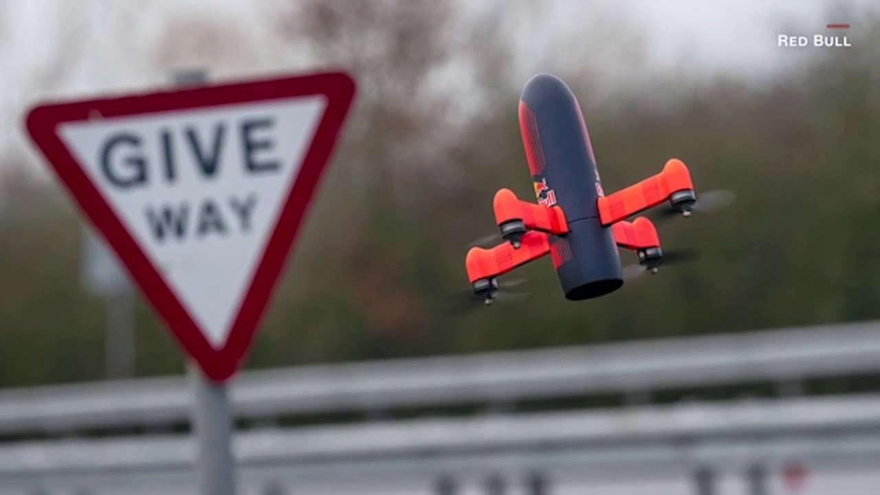 World’s fastest drone follows race car