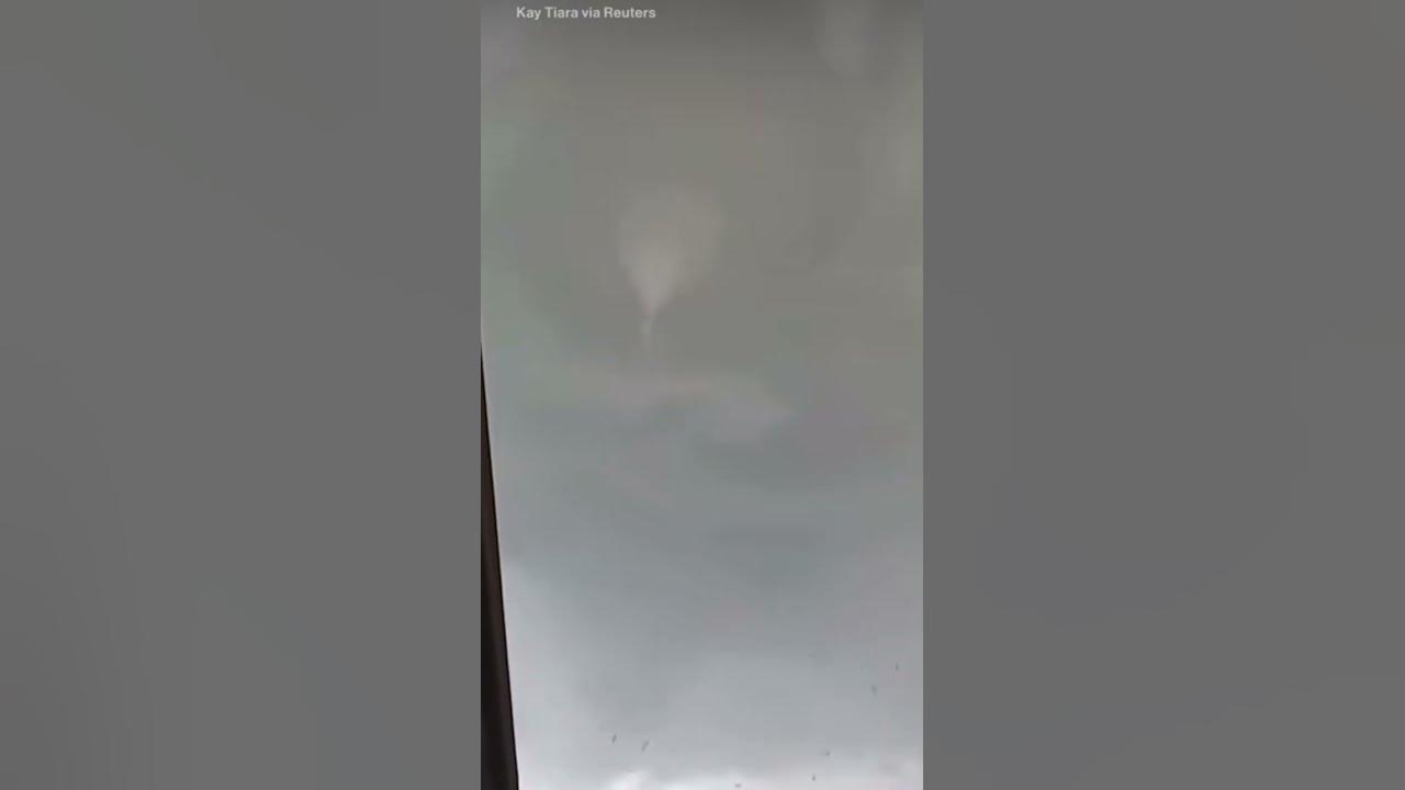 A tornado captured in video hurls debris into the air in the province of West Java, Indonesia.