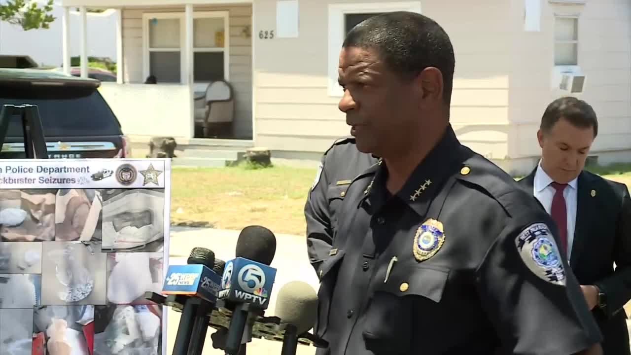 West Palm Beach Police Chief Frank Adderley at Operation Blockbuster news conference