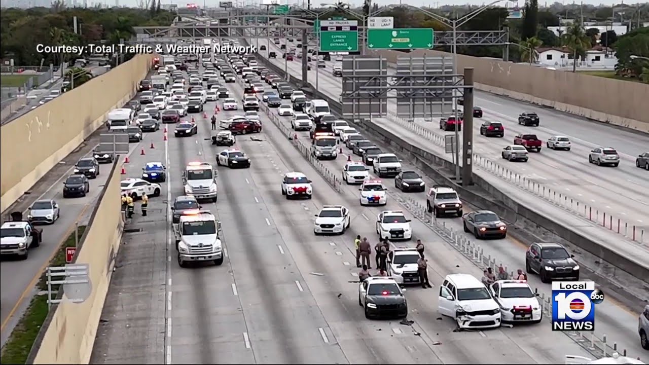 Police chase ends with crash on I-95 in Miami-Dade