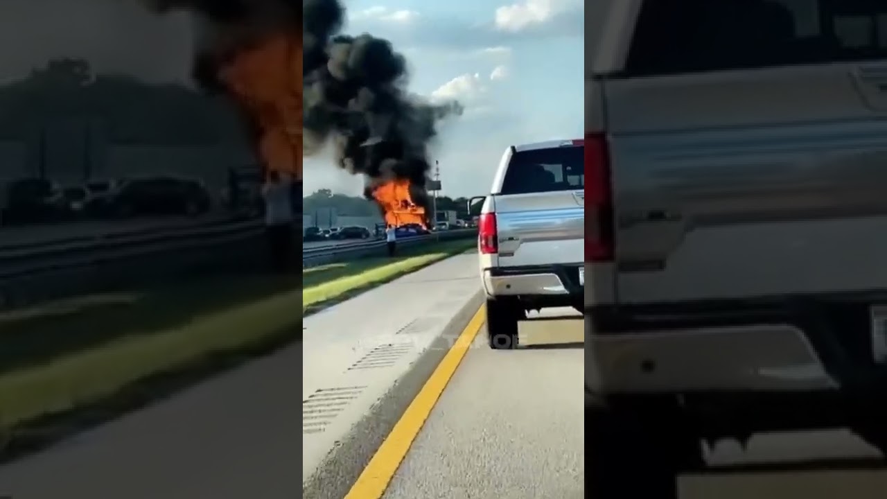 Logging truck and a car on I-95 in Palm Bay Florida
