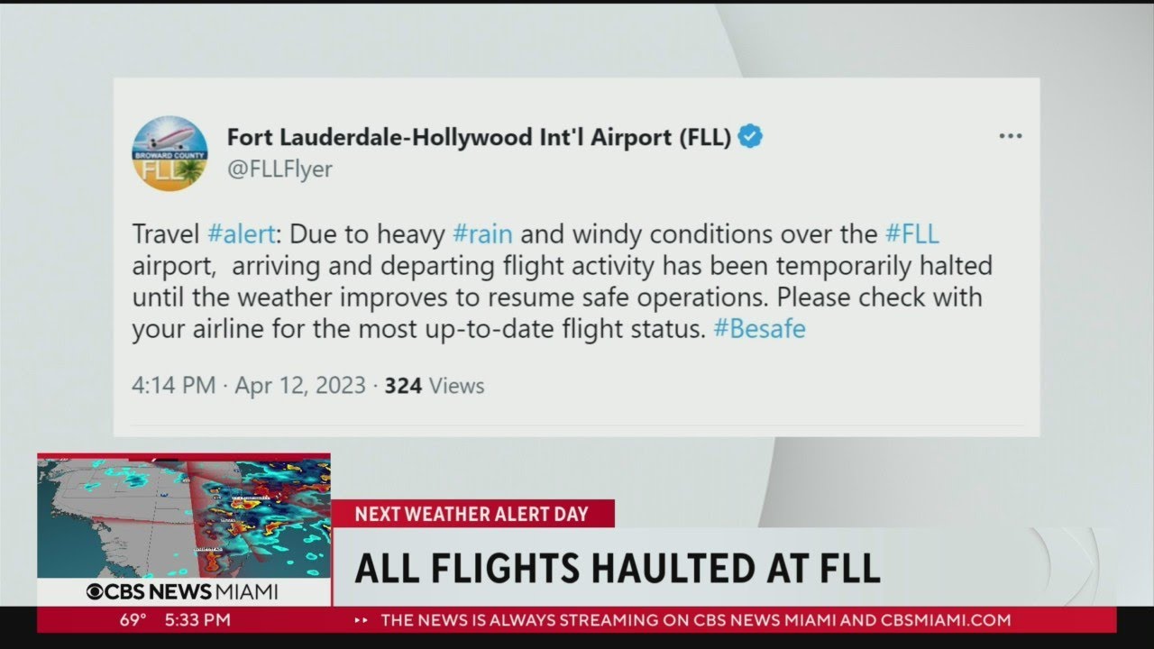 All flights temporarily halted at Fort Lauderdale-Hollywood International Airport due to weather con