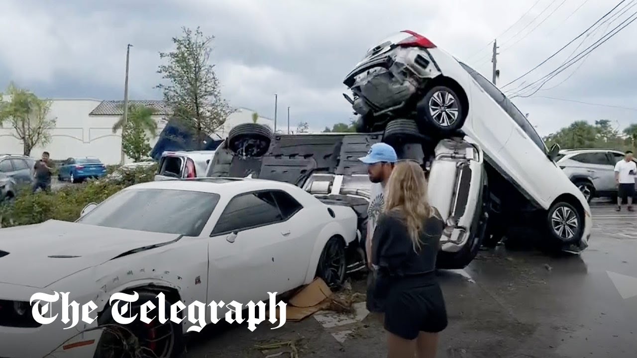 Florida tornado: Moment car flipped into mid-air as brutal storms rip through US west coast